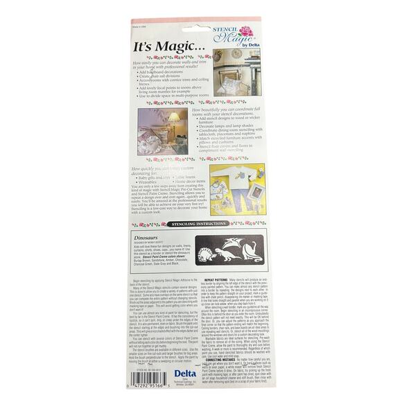 90s Vintage- Stencil Magic By Delta- Assorted Dinosaurs  No. 95 166 0012 NWT - Picture 2 of 6